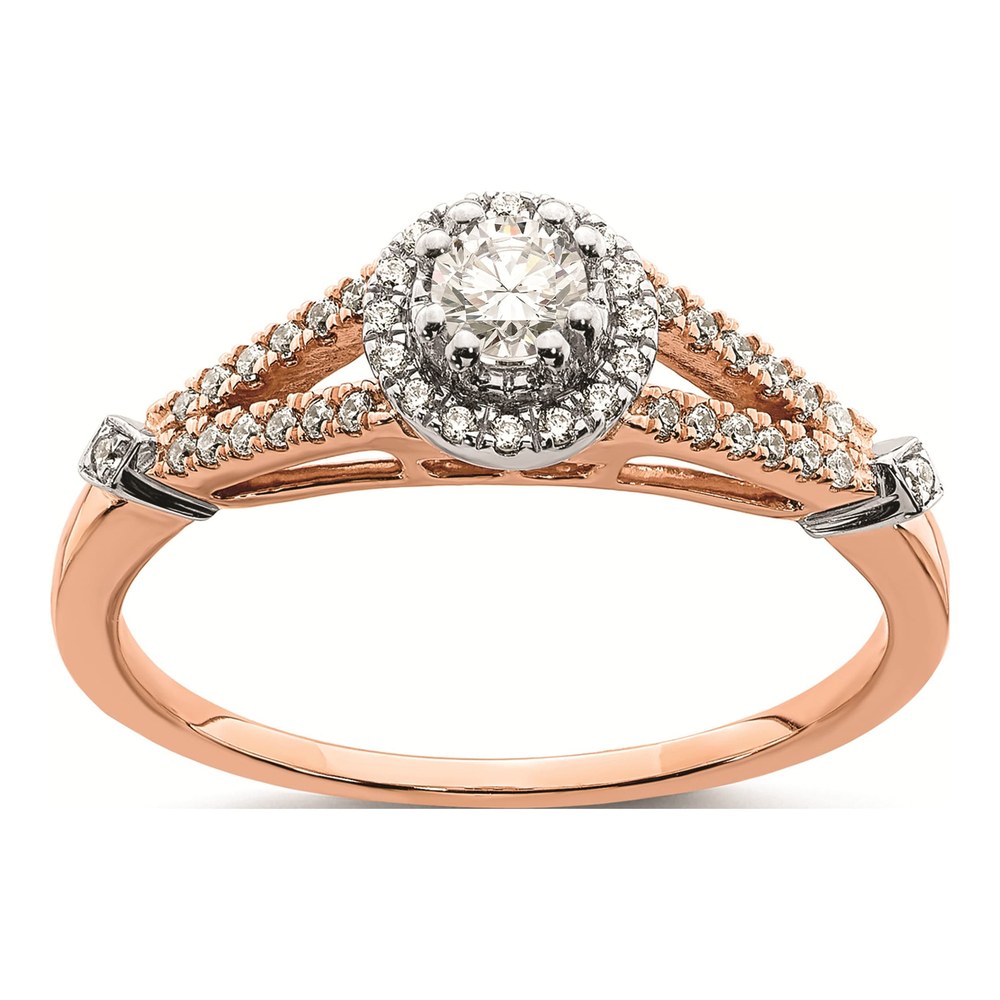10K Rose Gold 1/3 ct tw Halo Diamond Engagement Ring
