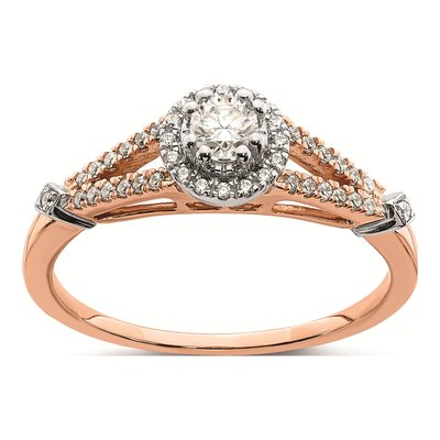 10K Rose Gold 1/3 ct tw Halo Diamond Engagement Ring