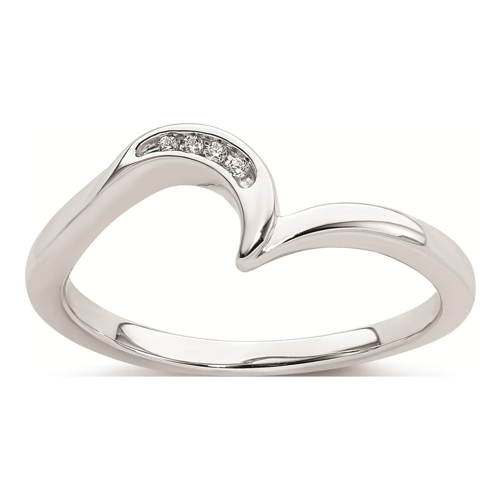 10K White Gold Diamond Contoured Wedding Band