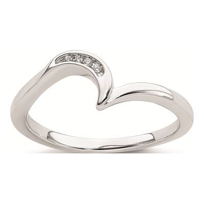 10K White Gold Diamond Contoured Wedding Band