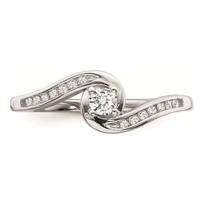 10K White Gold 1/5 ct tw Bypass Diamond Engagement Ring – view 4