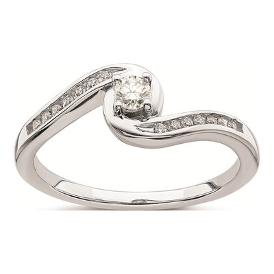 10K White Gold 1/5 ct tw Bypass Diamond Engagement Ring