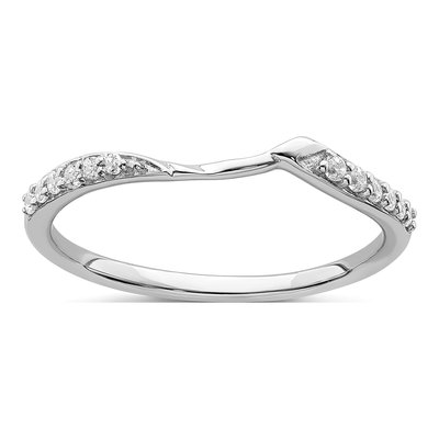 10K White Gold 1/15 ct tw Diamond Contoured Wedding Engagement Ring