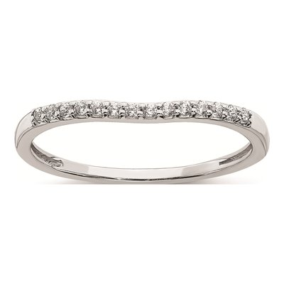 10K White Gold 1/10 ct tw Diamond Contoured Wedding Band