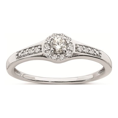 10K White Gold 1/5 ct tw Diamond Halo Engagement Ring