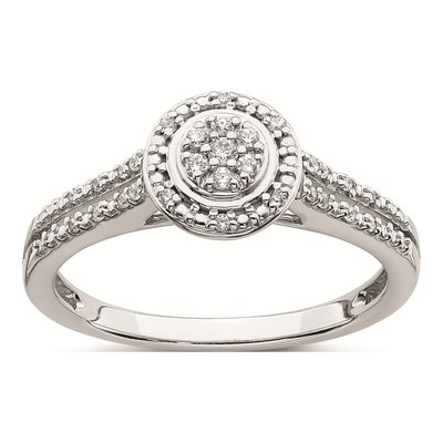 10K White Gold 1/6 ct tw Diamond Halo Engagement Ring