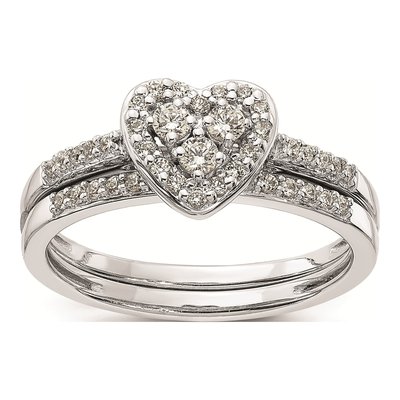 10K White Gold Heart Halo Diamond Engagement Ring – view 7