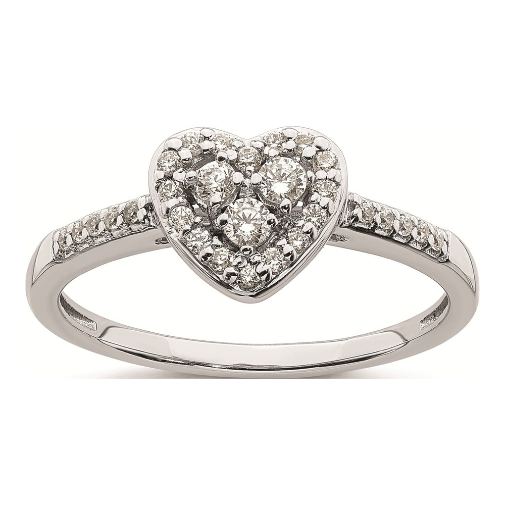 10K White Gold Heart Halo Diamond Engagement Ring
