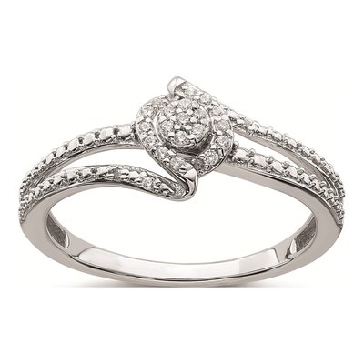 10K White Gold 1/10 ct tw Halo Diamond Engagement Ring