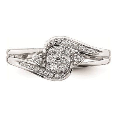 10K White Gold 1/5 ct tw Diamond Heart Cluster Engagement Ring – view 4