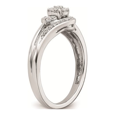 10K White Gold 1/5 ct tw Diamond Heart Cluster Engagement Ring – view 6