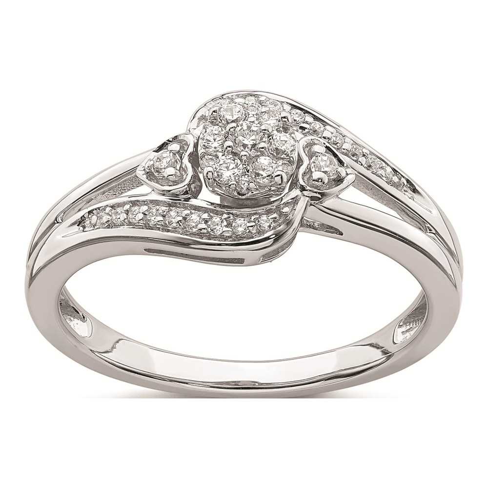 10K White Gold 1/5 ct tw Diamond Heart Cluster Engagement Ring