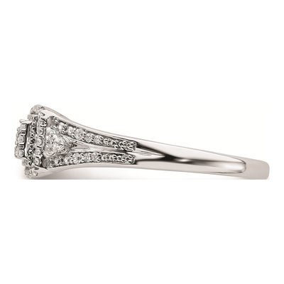 10K White Gold 1/5 ct tw Diamond Rectangular Halo Engagement Ring – view 3