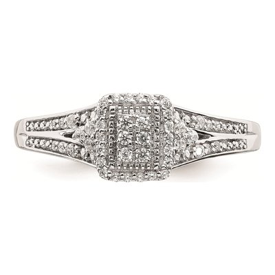 10K White Gold 1/5 ct tw Diamond Rectangular Halo Engagement Ring – view 4