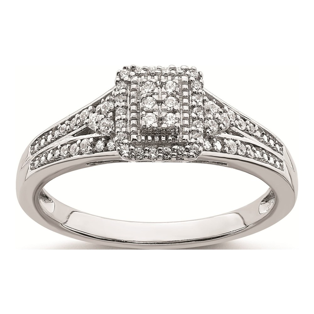 10K White Gold 1/5 ct tw Diamond Rectangular Halo Engagement Ring