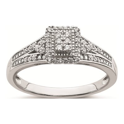 10K White Gold 1/5 ct tw Diamond Rectangular Halo Engagement Ring