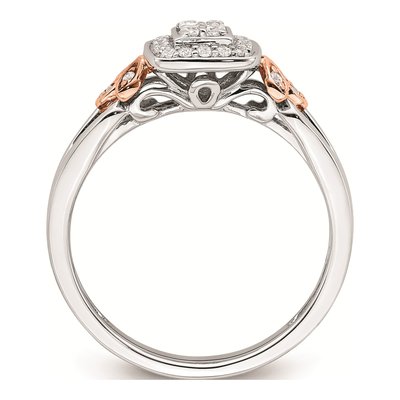 10K Two-Tone Gold 1/6 ct tw Diamond Square Halo Engagement Ring – view 2