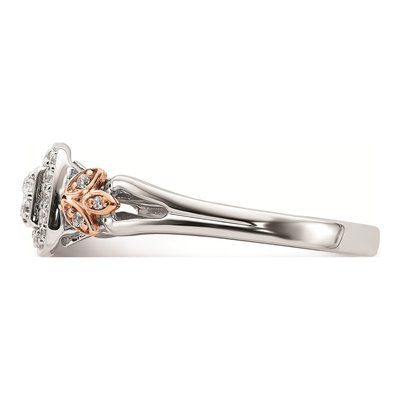 10K Two-Tone Gold 1/6 ct tw Diamond Square Halo Engagement Ring – view 3