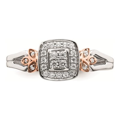 10K Two-Tone Gold 1/6 ct tw Diamond Square Halo Engagement Ring – view 4