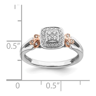 10K Two-Tone Gold 1/6 ct tw Diamond Square Halo Engagement Ring – view 7