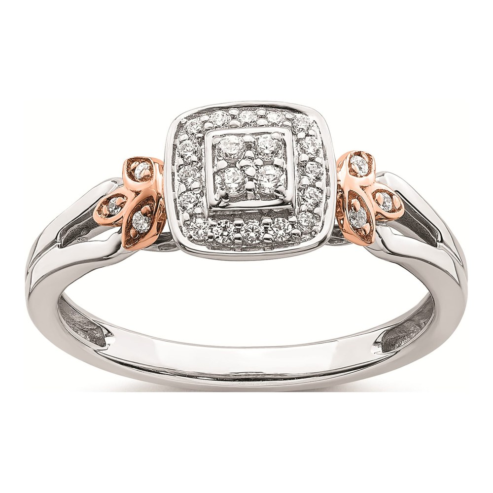 10K Two-Tone Gold 1/6 ct tw Diamond Square Halo Engagement Ring