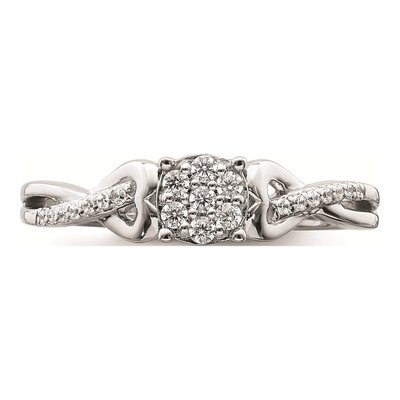 10K White Gold 1/6 ct tw Diamond Cluster Heart Engagement Ring – view 4