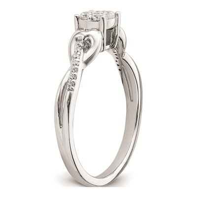 10K White Gold 1/6 ct tw Diamond Cluster Heart Engagement Ring – view 6