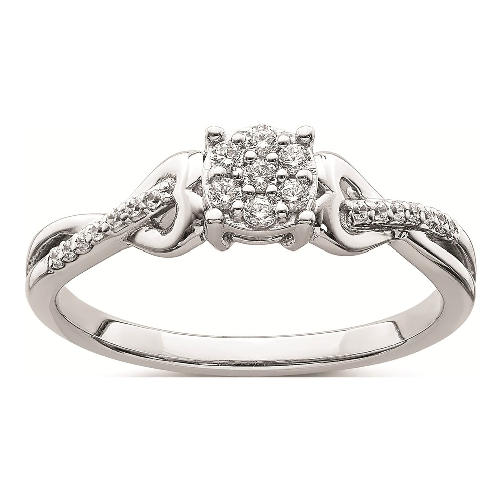 10K White Gold 1/6 ct tw Diamond Cluster Heart Engagement Ring
