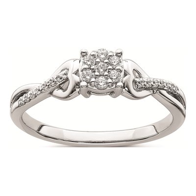 10K White Gold 1/6 ct tw Diamond Cluster Heart Engagement Ring