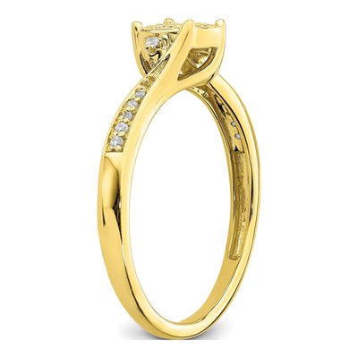 10K Yellow Gold 1/10 ct tw Diamond Cluster Engagement Ring – view 6