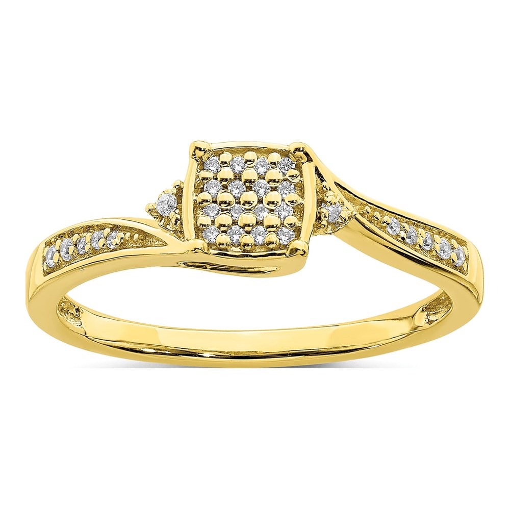 10K Yellow Gold 1/10 ct tw Diamond Cluster Engagement Ring