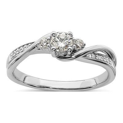 14K White Gold Diamond Engagement Ring Semi-Mount