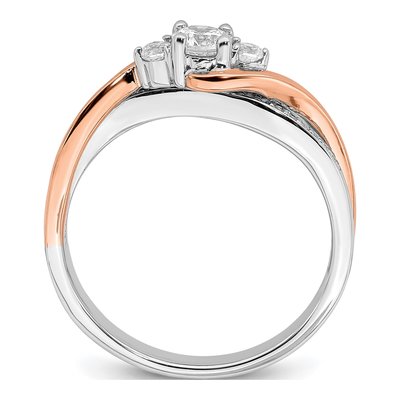 14K Two-Tone Gold Bypass Diamond Engagement Ring Semi-Mount – view 3