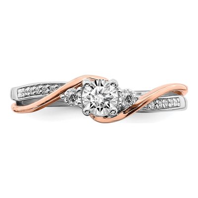14K Two-Tone Gold Bypass Diamond Engagement Ring Semi-Mount – view 5