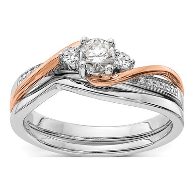 14K Two-Tone Gold Bypass Diamond Engagement Ring Semi-Mount – view 8