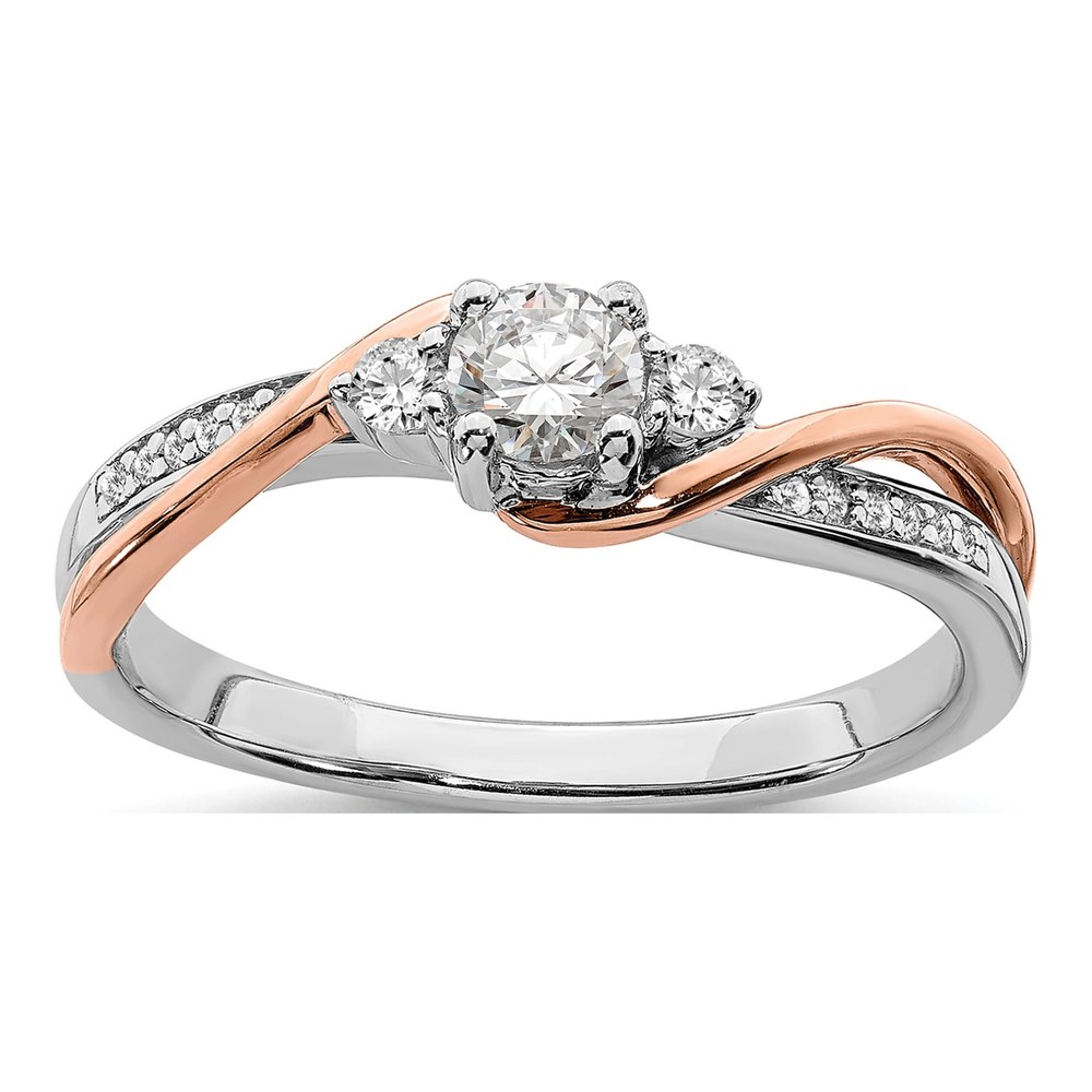 14K Two-Tone Gold Bypass Diamond Engagement Ring Semi-Mount