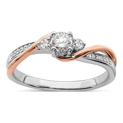 14K Two-Tone Gold Bypass Diamond Engagement Ring Semi-Mount