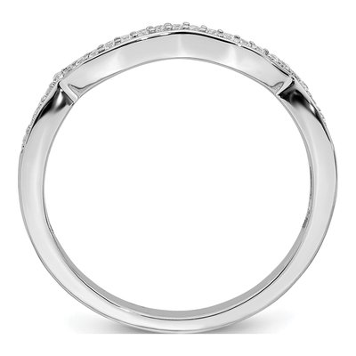 14K White Gold 1/10 ct tw Diamond Contoured Wedding Band – view 3
