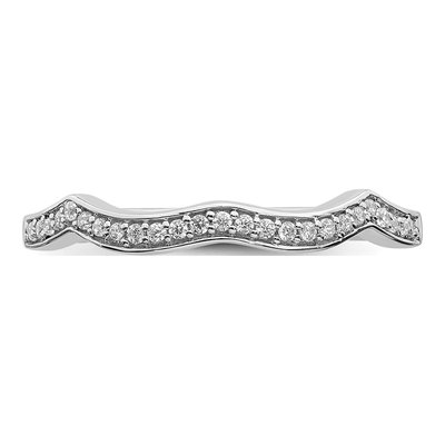 14K White Gold 1/10 ct tw Diamond Contoured Wedding Band – view 5