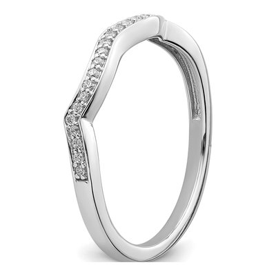 14K White Gold 1/10 ct tw Diamond Contoured Wedding Band – view 7