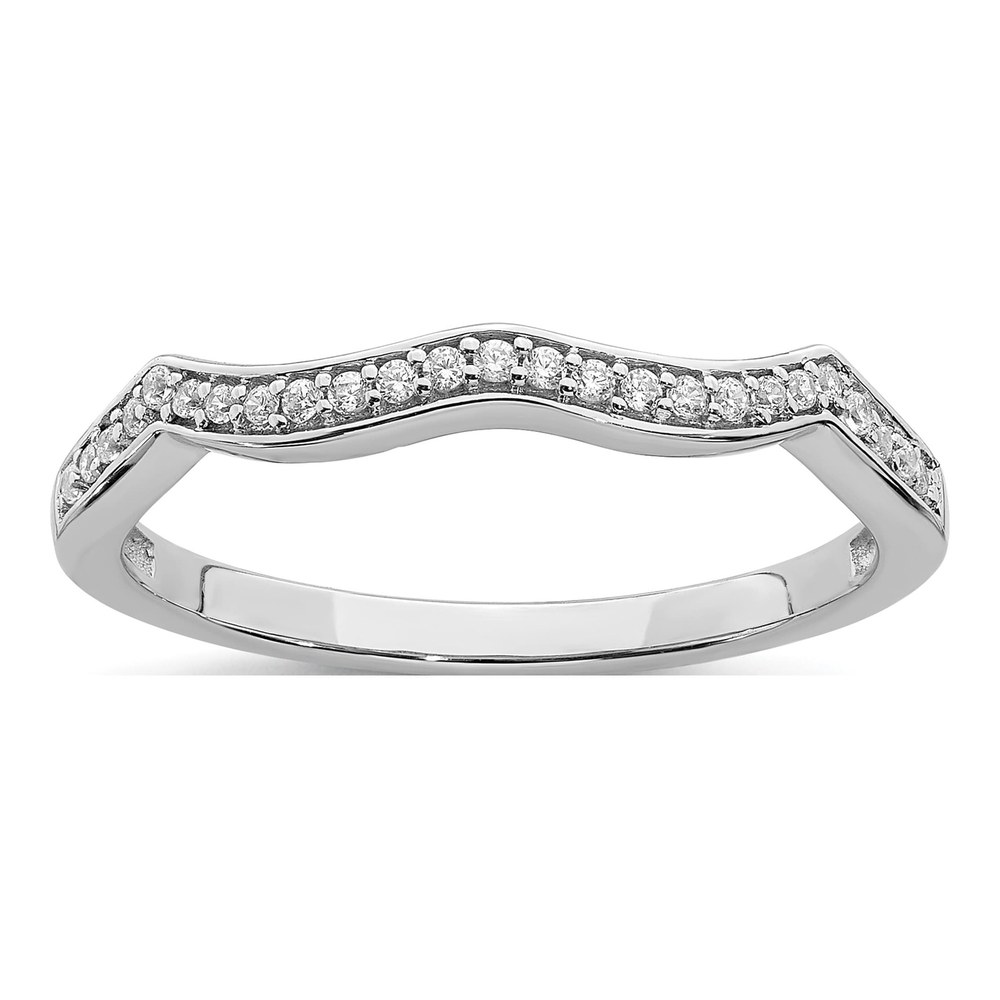 14K White Gold 1/10 ct tw Diamond Contoured Wedding Band