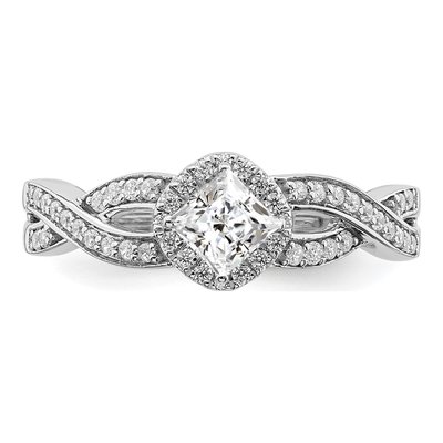 14K White Gold Criss-Cross Halo Engagement Ring Semi-Mount – view 4