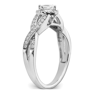 14K White Gold Criss-Cross Halo Engagement Ring Semi-Mount – view 6
