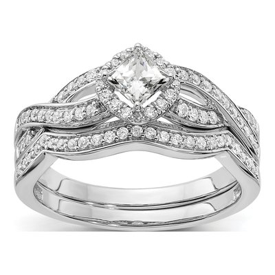 14K White Gold Criss-Cross Halo Engagement Ring Semi-Mount – view 7