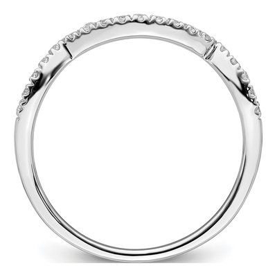 14K White Gold 1/10 ct tw Diamond Contoured Wedding Band – view 2