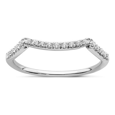 14K White Gold 1/10 ct tw Diamond Contoured Wedding Band