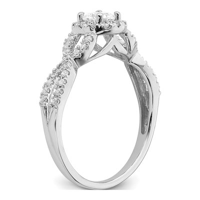 14K White Gold Halo Plus Diamond Engagement Ring Semi-Mount – view 7