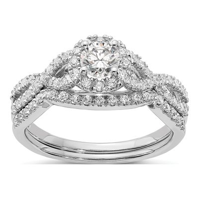 14K White Gold Halo Plus Diamond Engagement Ring Semi-Mount – view 8