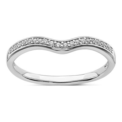 14K White Gold 1/10 ct tw Diamond Contoured Wedding Band
