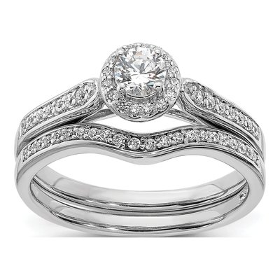 14K White Gold Diamond Halo Engagement Ring Semi-Mount – view 6